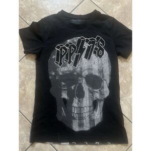 Philipp Plein M Embellished Skull Cotton Tee Tshirt Black Women Couture